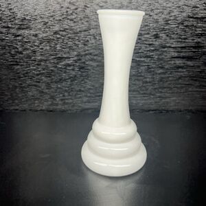 Vintage Randall Milk Glass-3 Ring /Beehive -Flower/ Bud Vase 1960 Art Deco 6"